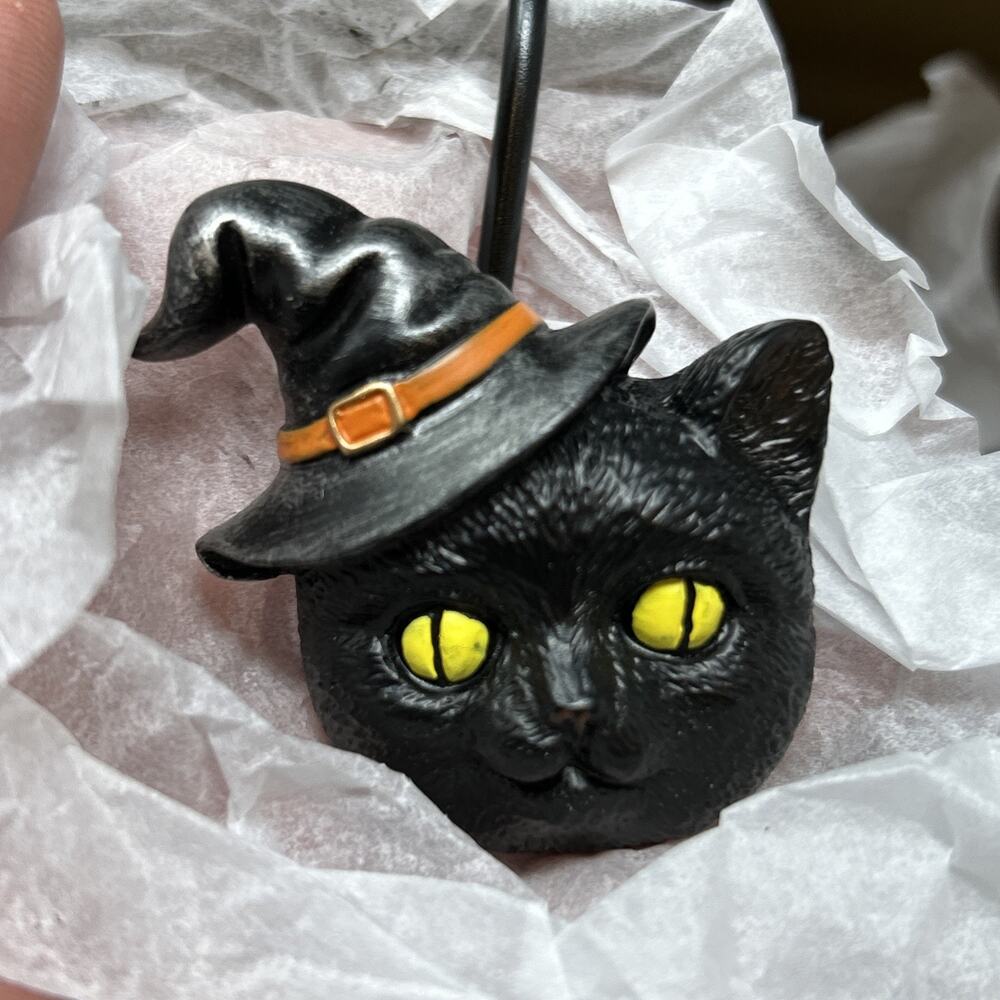 Sunlit Halloween Black Cat Shower Curtain Hooks Rings Spooky Season Decor Set 12 - Picture 10 of 11